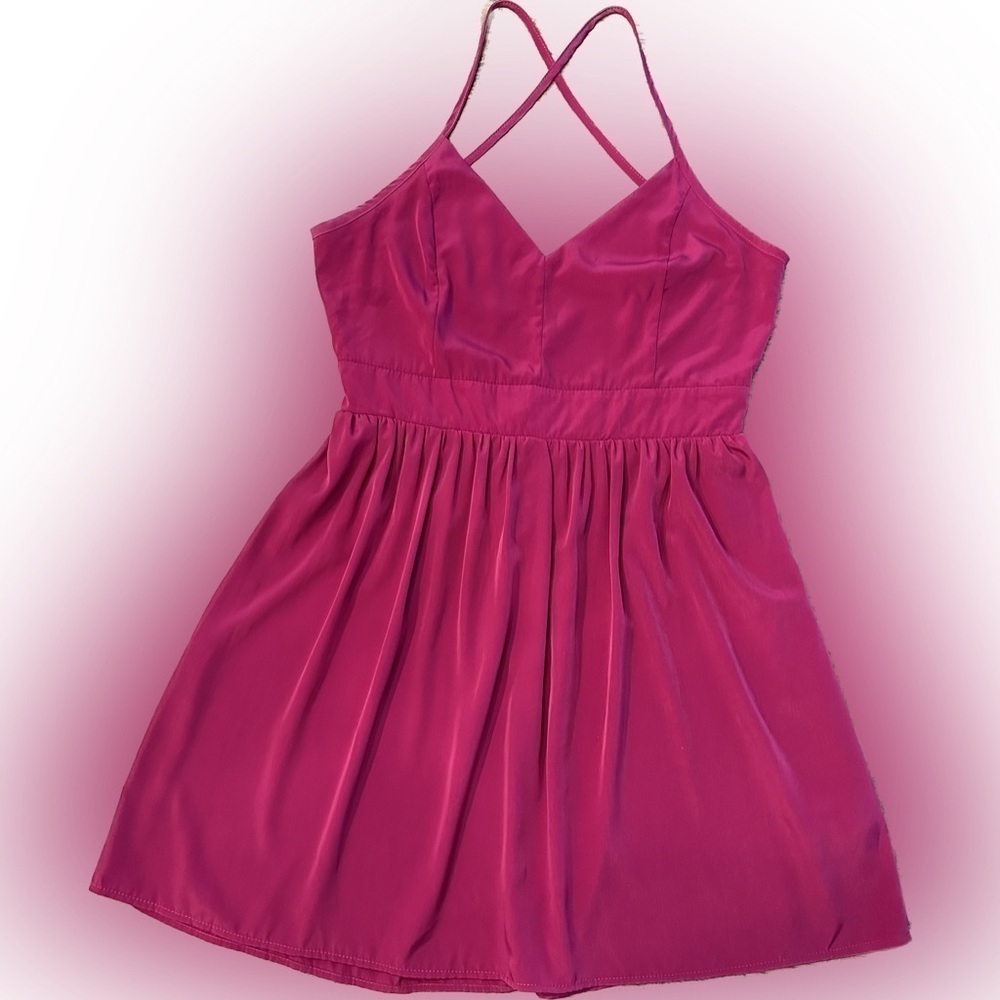 LOVELY DAY Wine color V-Neck, Empire Waist Backless Sundress, Thin Straps Size M